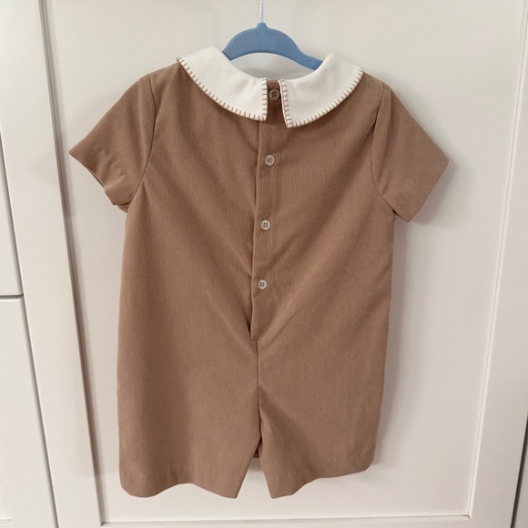 Edgehill Collection Beige Peter Pan Collar Corduroy Jon Jon Shortall, 12M, NWT - Picture 4 of 5